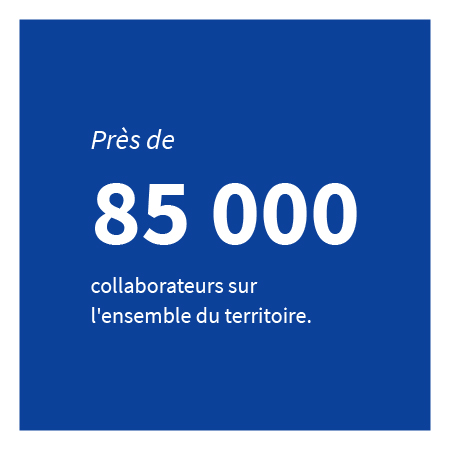 Près de 85000 collaborateurs sur l'ensemble du territoire.